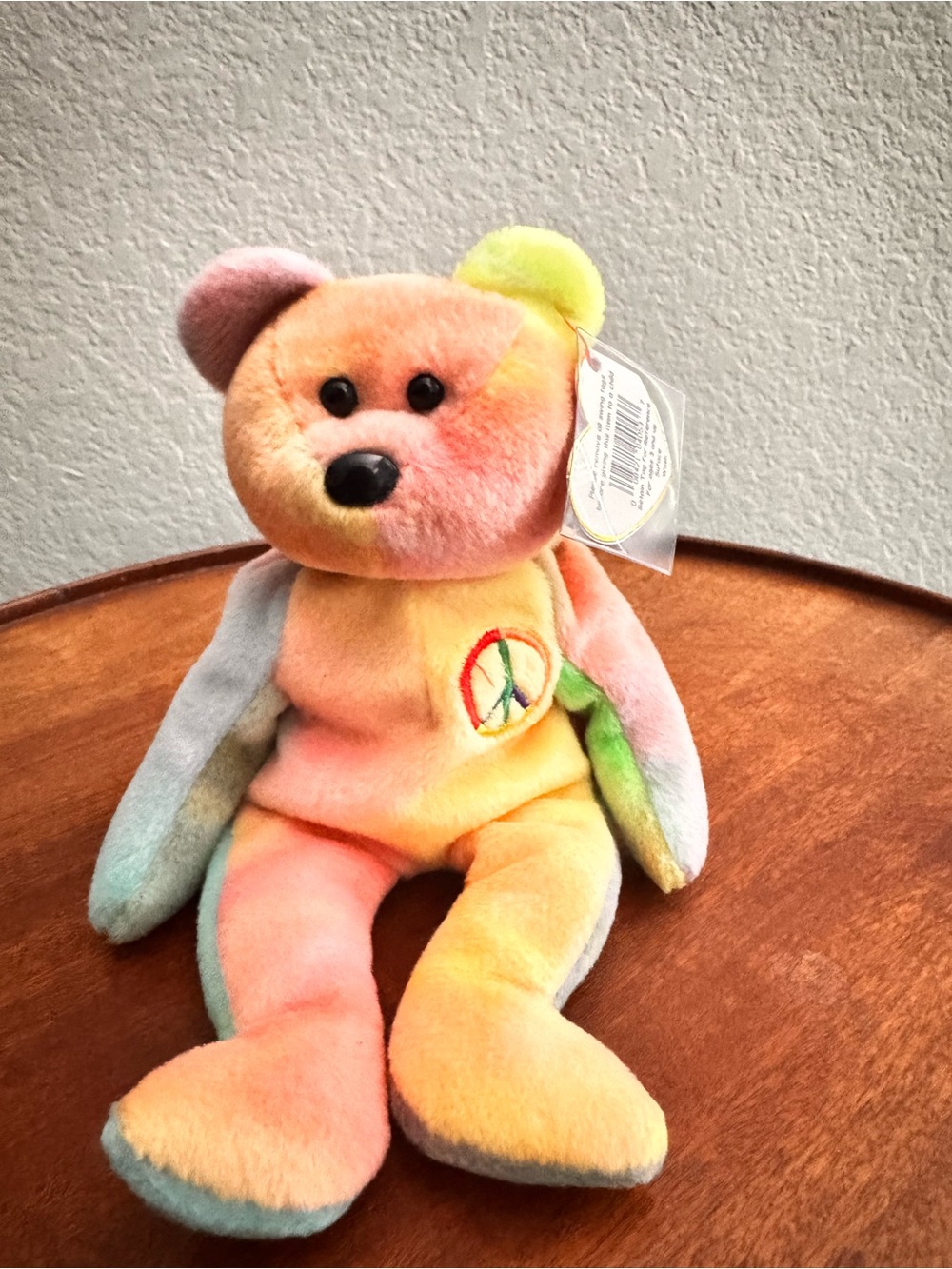 Ty Multicolor Tie-Dye Peace Bear Plush